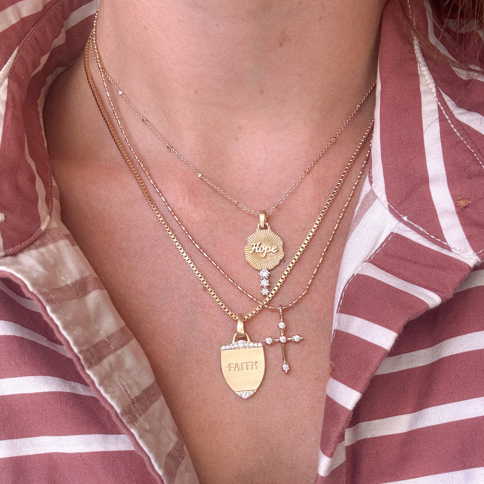 Bezel CZ Gold Cross Necklace – Joy Dravecky