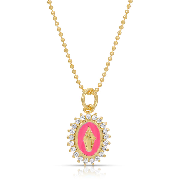 Mini Lady Lourdes Necklace - Hot Pink