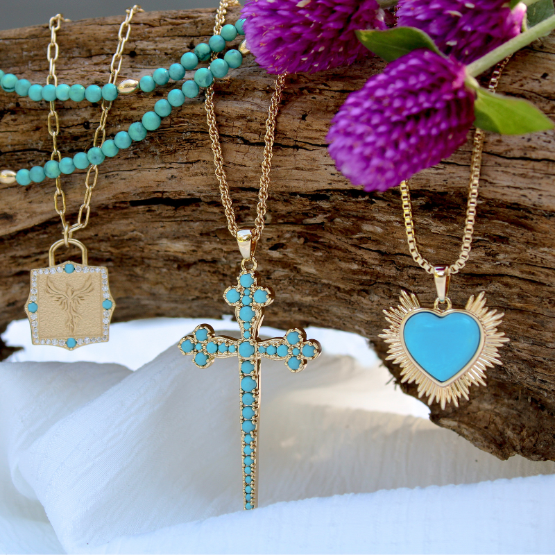 Sacred Heart Necklace -Turquoise