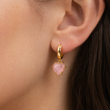 Joy Dravecky Lover Stone Heart Hoops - Pink Shell, alternate product view