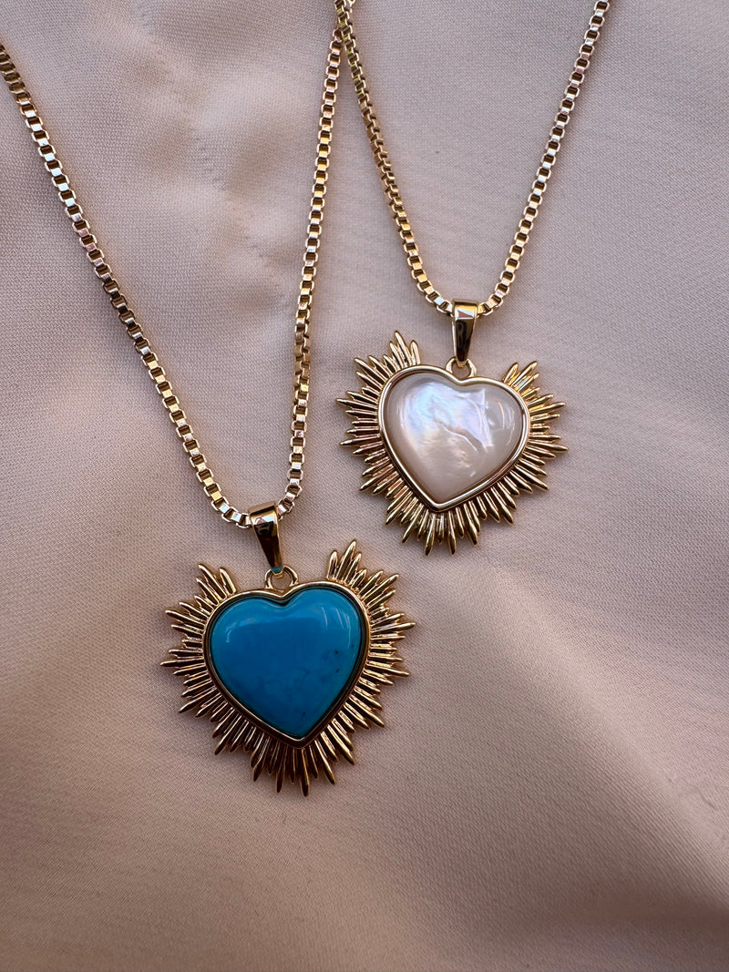 Sacred Heart Necklace -Turquoise