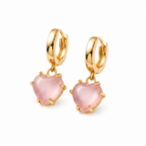 Joy Dravecky Lover Stone Heart Hoops - Pink Shell, front product view