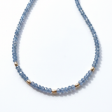Aurelia Ellipse Necklace in French Blue with gold-filled oval accents