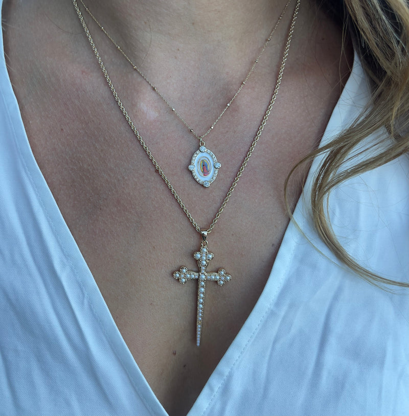 Our Lady Guadalupe Necklace - White