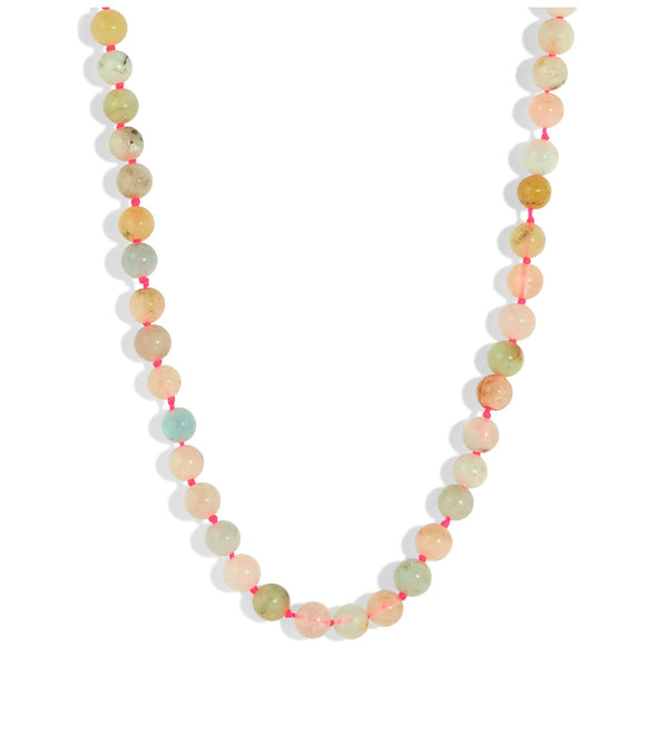 Morganite and Pink Silk Beaded Necklace