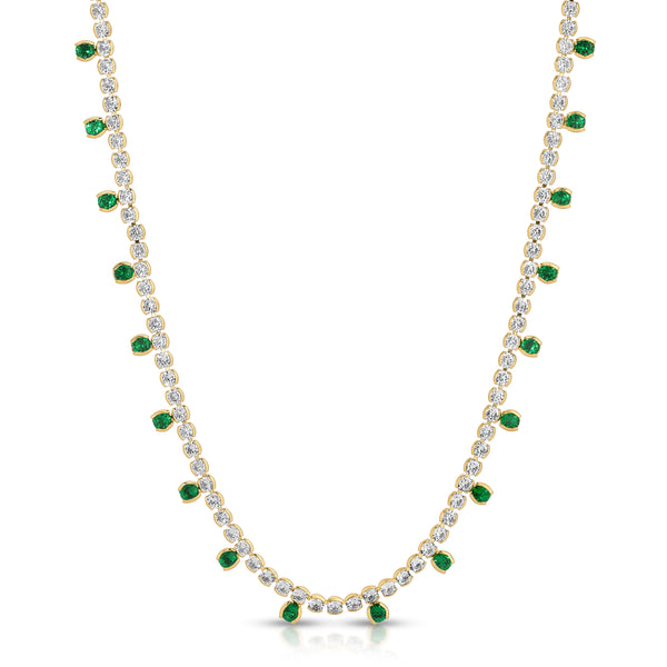 Boca Raton CZ Dangle Tennis Necklace - Green CZ