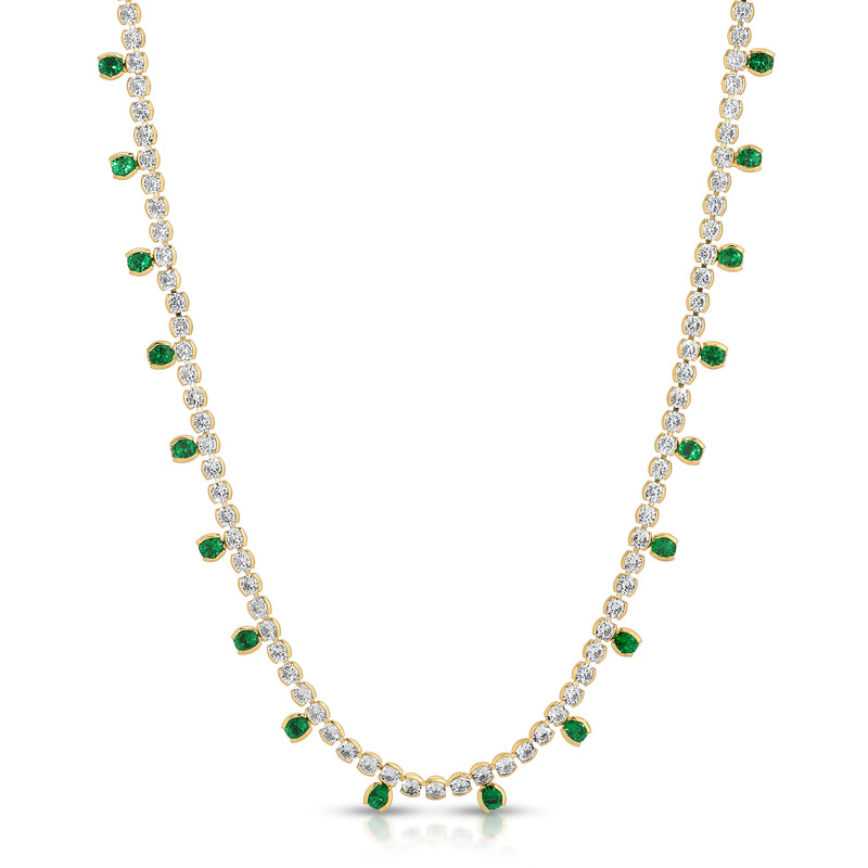 Boca Raton CZ Dangle Tennis Necklace - Green CZ