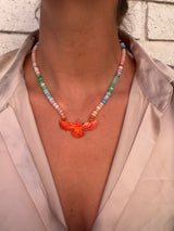Rise & Reign Eagle Necklace -Mexican Fire Opal