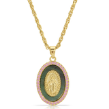Holy Mother Mary Necklace - Black Pearl/Pink