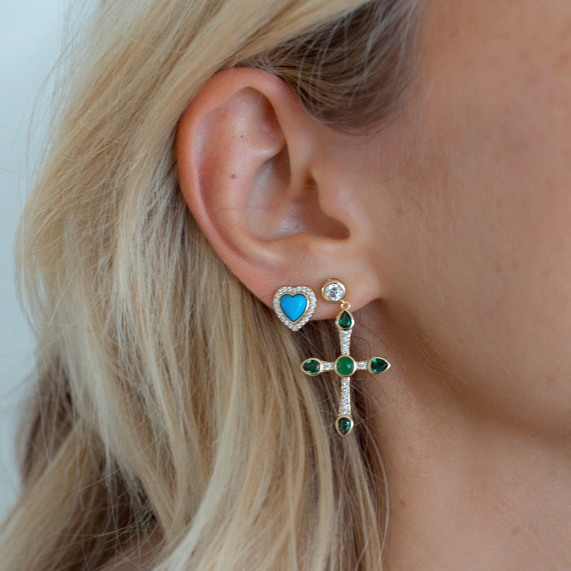 JOYFUL HEART STUD - TURQUOISE