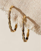 Bamboo Pave Hoop - Gold