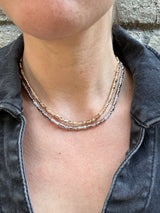 Bamboo Pave Necklace - Silver