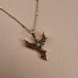 Phoenix Rising Charm Necklace -Turquoise