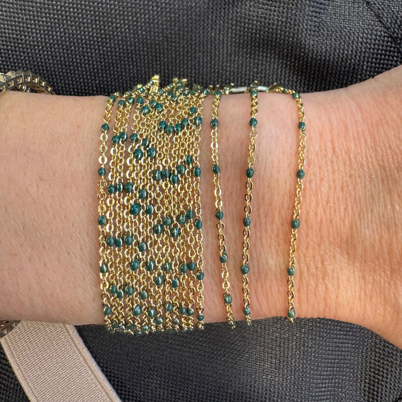 Enamel Beaded Bracelet in Hunter Green