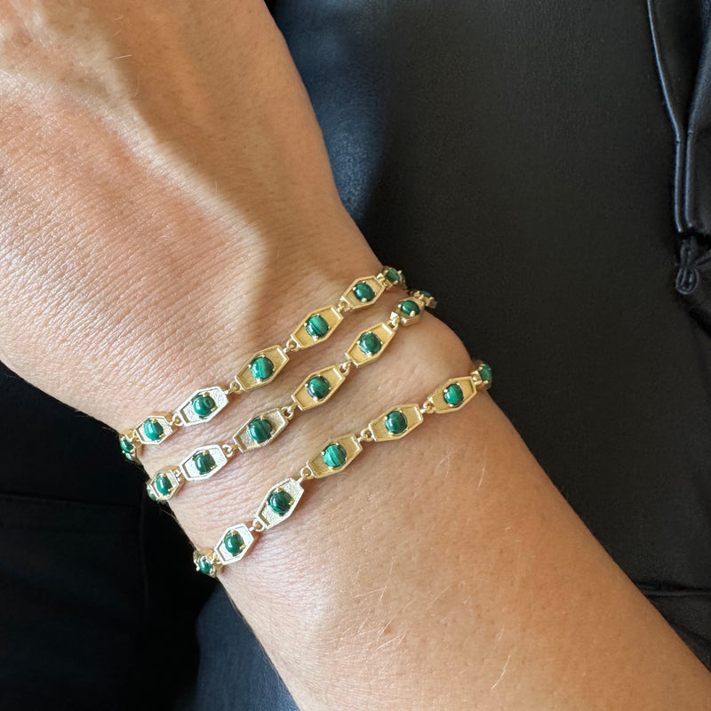 New Tennis Gemstone Bracelet - Malachite