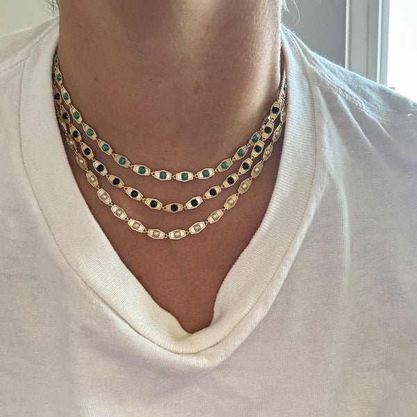 New Tennis Gemstone Necklace -Black Onyx