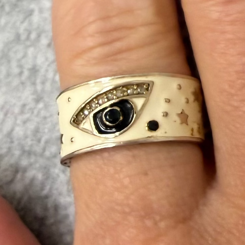 Black Friday Exclusive -Evil Eye Cigar Ring with Black Spinel Center
