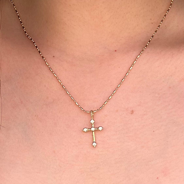 Bezel CZ Cross Necklace