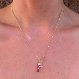 Mini Fisher Multi-Charm Necklace - Red