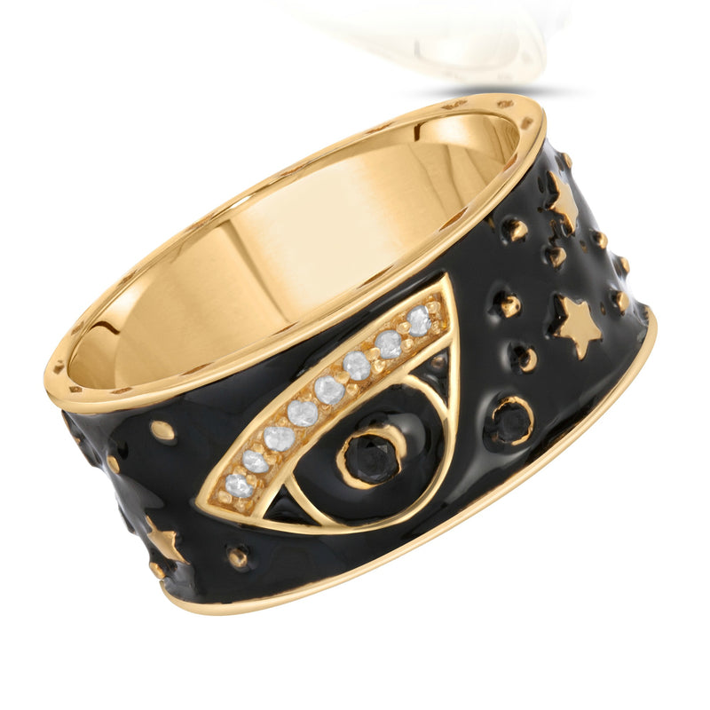 Black Friday Exclusive -Evil Eye Cigar Ring with Champagne diamonds