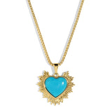 Sacred Heart Necklace -Turquoise
