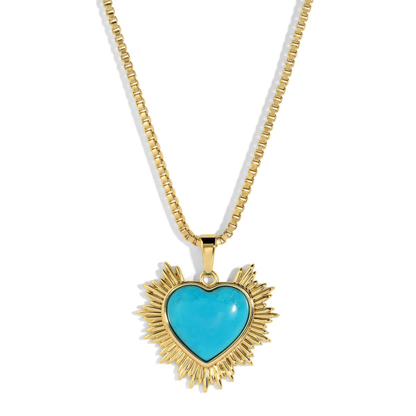 Sacred Heart Necklace -Turquoise