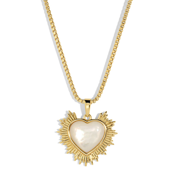 Sacred Heart Necklace - Pearl