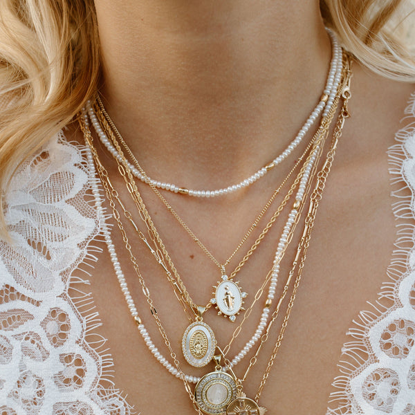 Bali Beaded Necklace - Pearl
