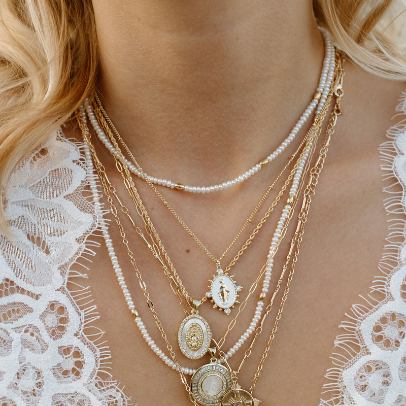 Bali Beaded Necklace - Pearl