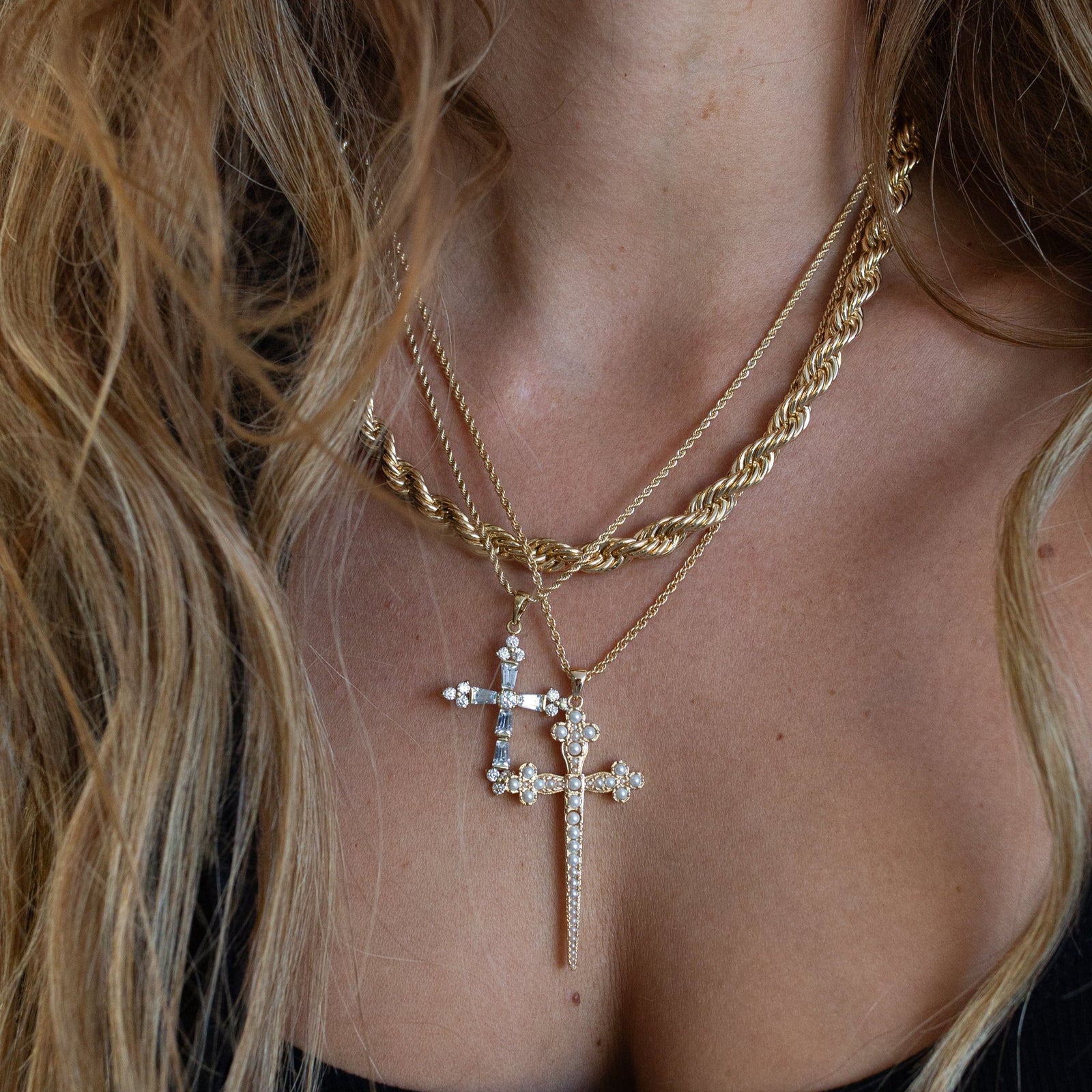Athena Pearl Cross Necklace – Joy Dravecky