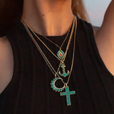 Elpis Cross Necklace - Turquoise