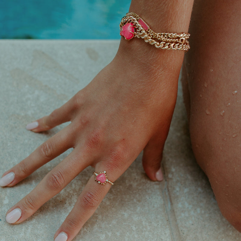 Heavenly Heart Ring- Hot Pink