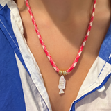 Fisher Corded Necklace - Red Gingham