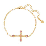 Camille Cross Bracelet - Pink Opal