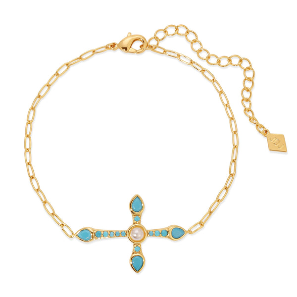Camille Cross Bracelet - Turquoise