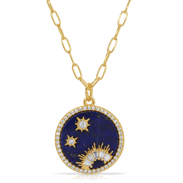 Sunset Voyage Stone Inlay Necklace - Lapis