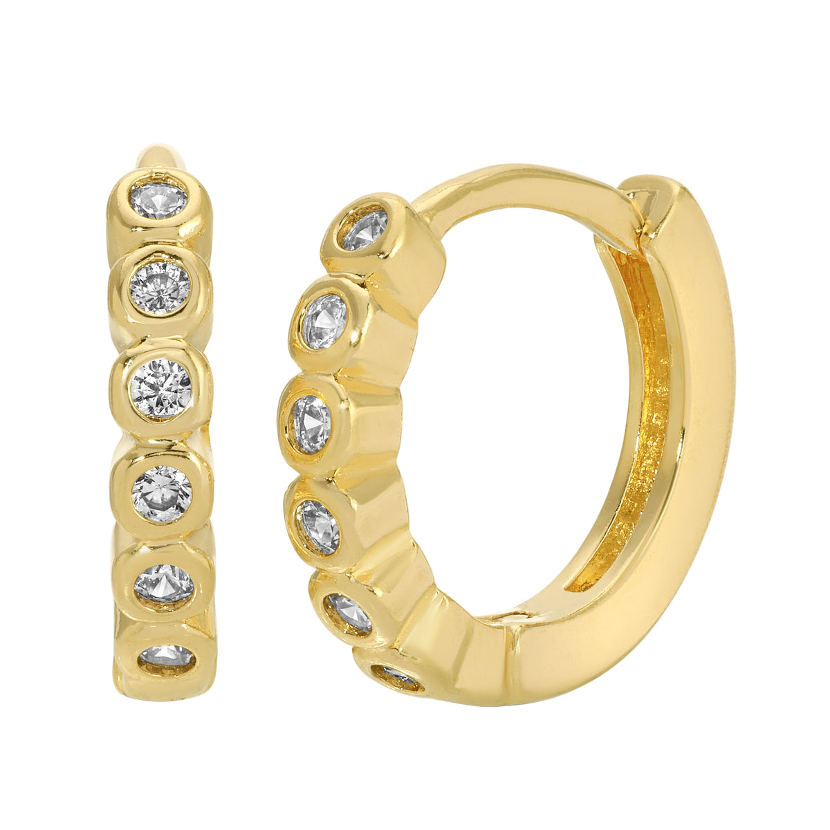 Kate Classic CZ Bezel Huggie - gold