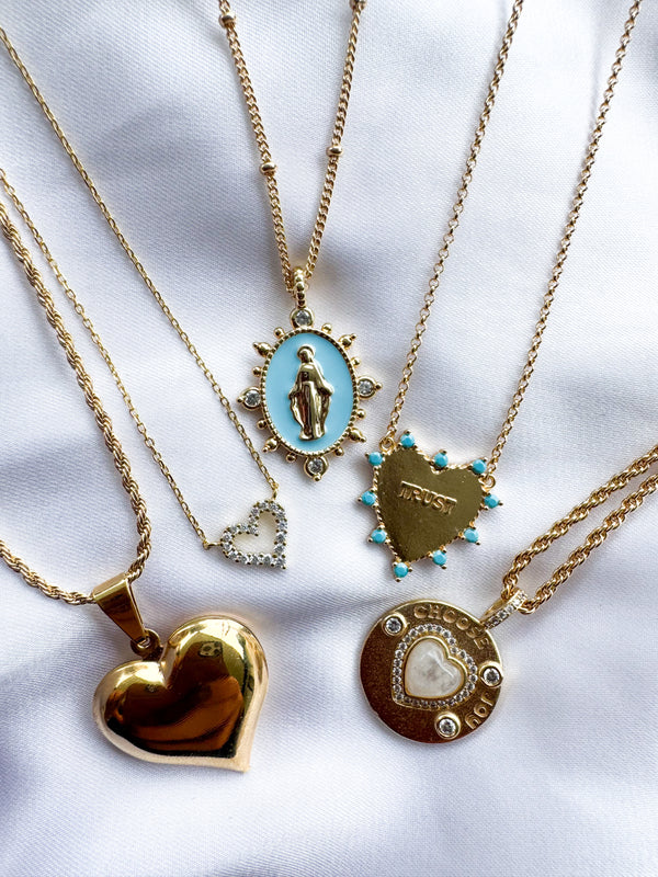 Mini Pave Heart Necklace