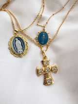 French Blue Cameo Mary Necklace