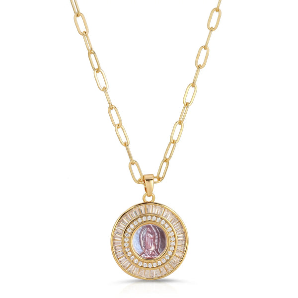Mother Mary Necklace - Pink Shell