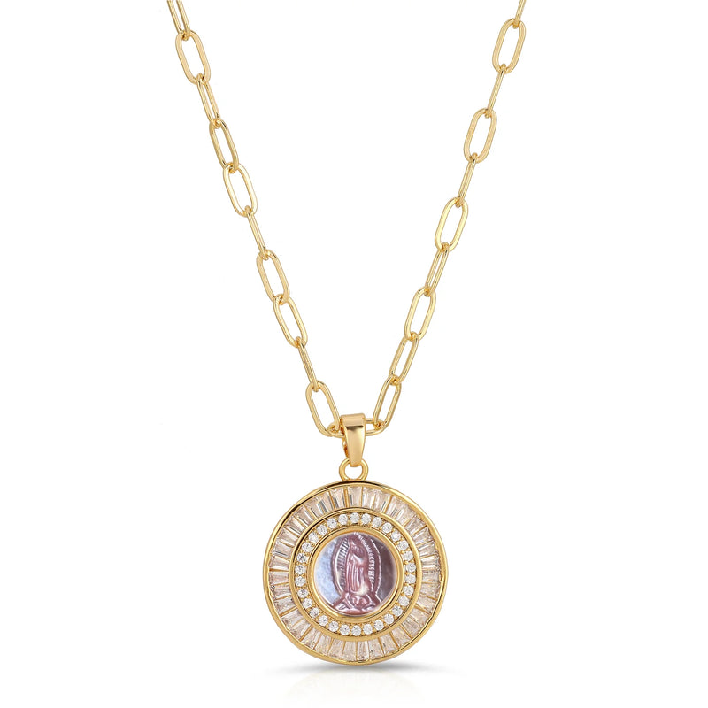 Mother Mary Necklace - Pink Shell