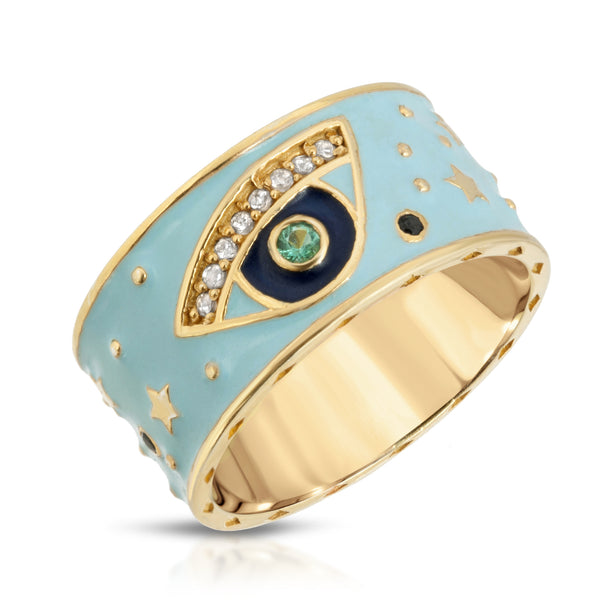 Black Friday Exclusive -Evil Eye Cigar Ring with Champagne diamonds