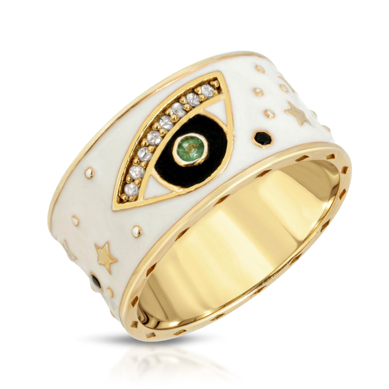 Black Friday Exclusive -Evil Eye Cigar Ring with Champagne diamonds