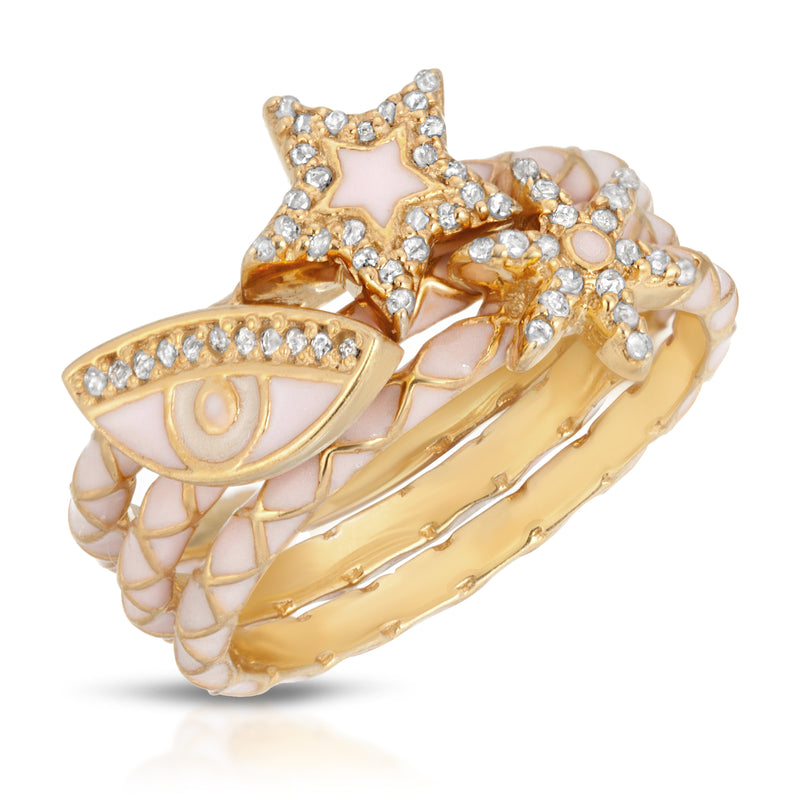 Black Friday Exclusive -Pink enamel and diamond rings