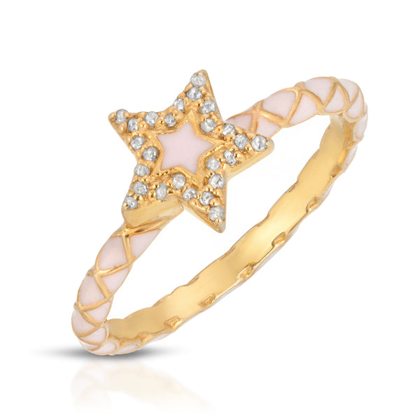 Black Friday Exclusive -Pink enamel and diamond rings