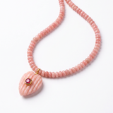 Pink Opal Carved Heart Necklace