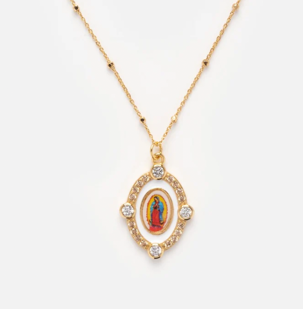 Our Lady Guadalupe Necklace - White