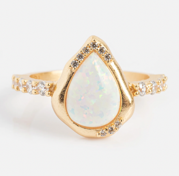 Luster Solitaire Ring - Opal