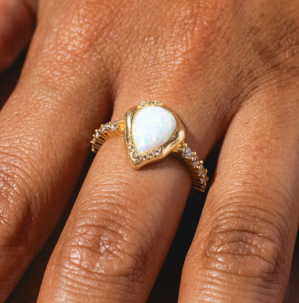 Luster Solitaire Ring - Opal