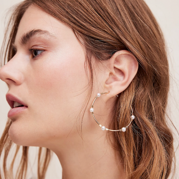 Oversized Floating Pearl Hoops